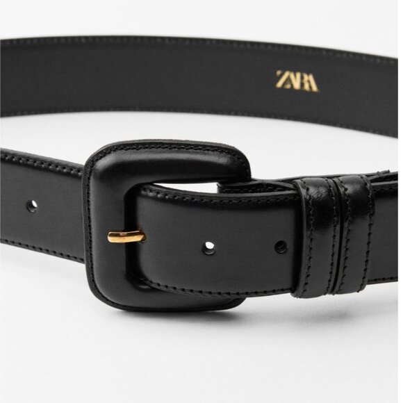 Black Leather Square Buckle Belt - 30 - NWT - Picture 5 of 5